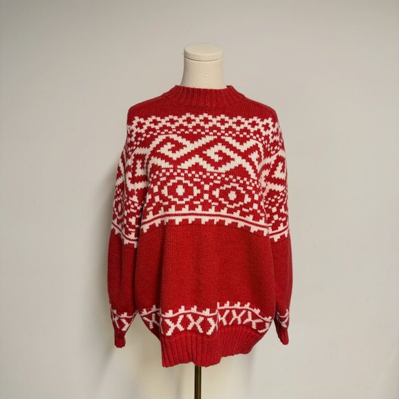 Brunette The Label Sweaters - Brunette The Label Red and White Crew Neck Sweater